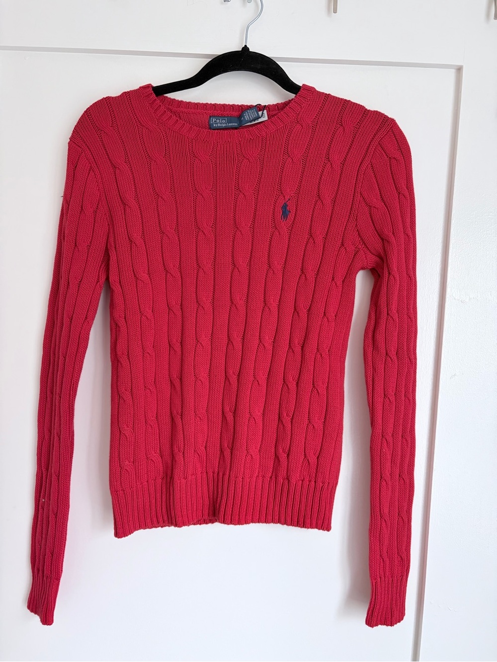 Polo by Ralph Lauren Red Cable-Knit Crew Sweater